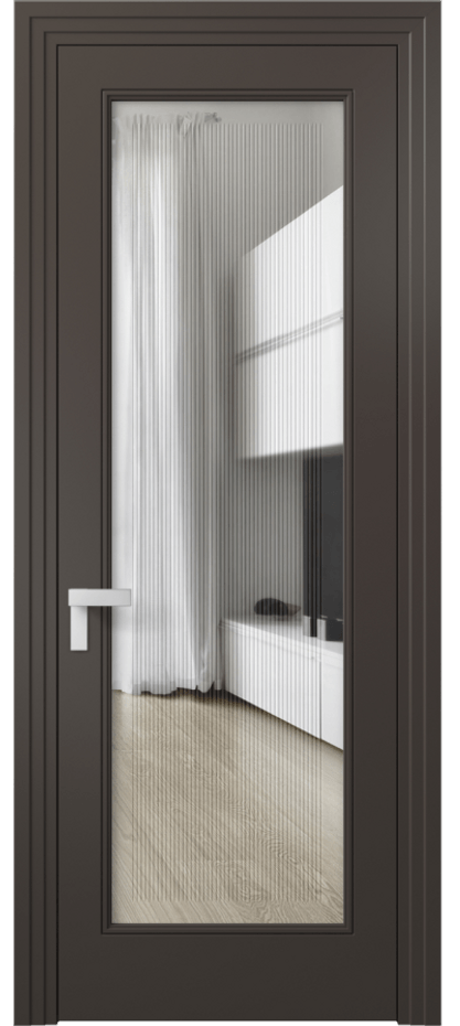 Межкомнатная дверь Rocca 8300 Матовый антрацит Прозрачное стекло с гравировкой "Каннелюры", триплекс Цена 91899 ₽ | Volhovec