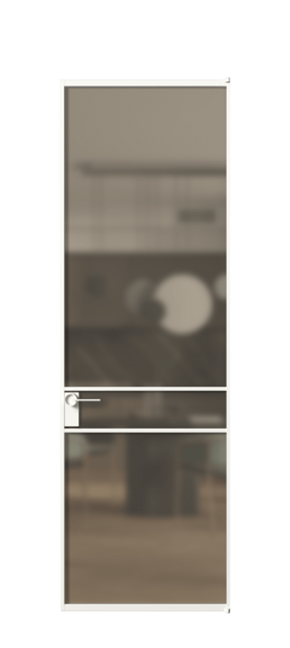 Алюминиевая дверь АЛПЛ040.02  Алюминий Белый Сатинированное бронзовое стекло, триплекс, 6 мм. Без короба бел Цена 190580 Стоимость комплекта двери включает: 
1. Полотно (600/650/700/750/800/850/900/950*2000-2400 мм).
2. Короб
3. Комплект фурнитуры (2 торцевые петли и магнитный замок с ответной планкой). Фабрика дверей Волховец 8 (800) 551 43 19  Алюминиевая дверь АЛПЛ040.02 Алюминий Белый Сатинированное бронзовое стекло, триплекс, 6 мм Цена 190580  | Volhovec