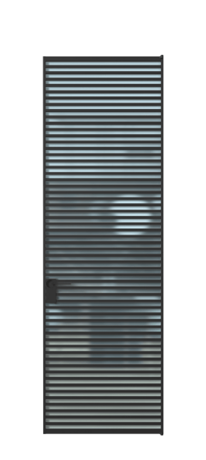 Алюминиевая дверь АЛПЛ040.07 Алюминий Черный Сатинированное голубое стекло, триплекс Цена 186370  | Volhovec