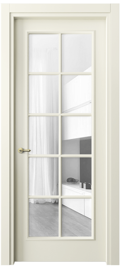 Межкомнатная дверь Paris 8102 Матовый молочно-белый Прозрачное стекло Цена 76999 ₽| Volhovec