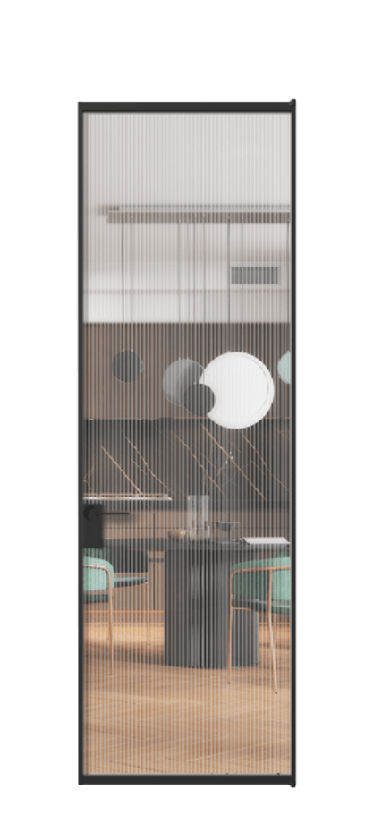 Алюминиевая дверь АЛПЛ040.01 Алюминий Черный Рифлёное стекло "Moru", триплекс Цена 121970  | Volhovec