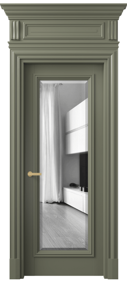 Межкомнатная дверь Antique 7300 Бук оливковый тёмный Двустороннее зеркало с фацетом, триплекс Цена 169609 ₽ | Volhovec