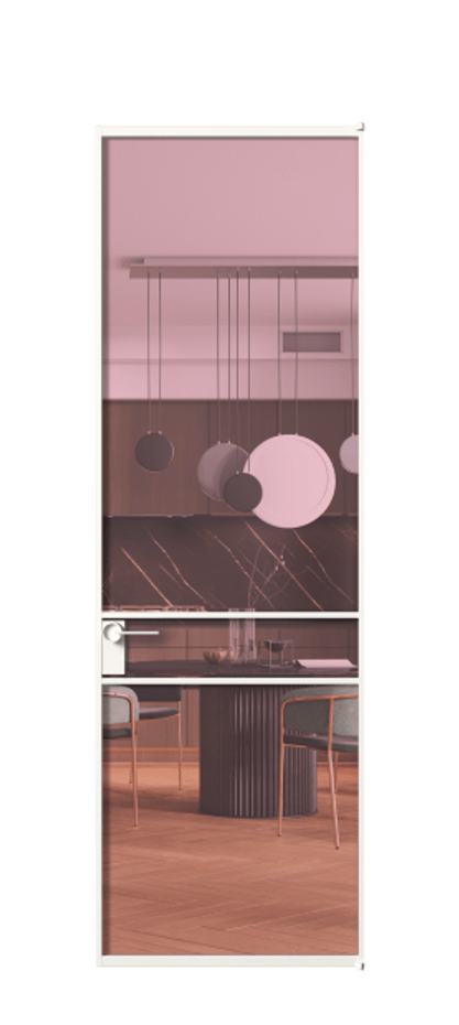 Алюминиевая дверь АЛПЛ040.02 Алюминий Белый Прозрачное розовое стекло, триплекс, 6мм Цена 130890  | Volhovec