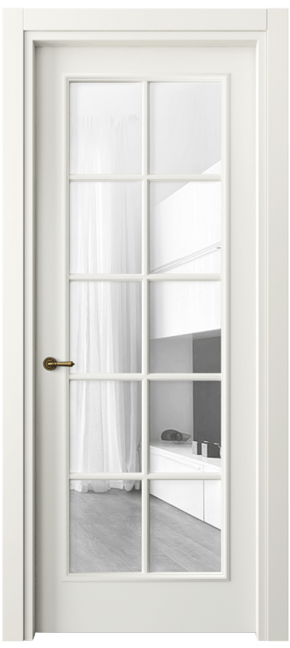 Межкомнатная дверь Paris 8102 Матовый жемчужный Прозрачное стекло Цена 76999 ₽| Volhovec