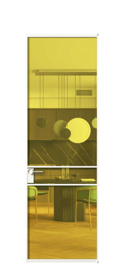 Алюминиевая дверь АЛПЛ040.02 Алюминий Белый Прозрачное жёлтое стекло, триплекс, 6мм Цена 130890  | Volhovec