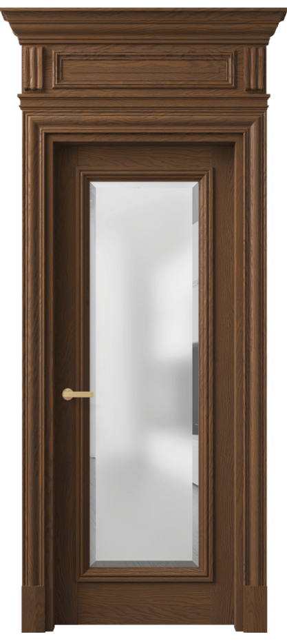 Межкомнатная дверь Antique 7300 Дуб каштановый матовый Сатинированное стекло с фацетом Цена 279670 ₽ | Volhovec