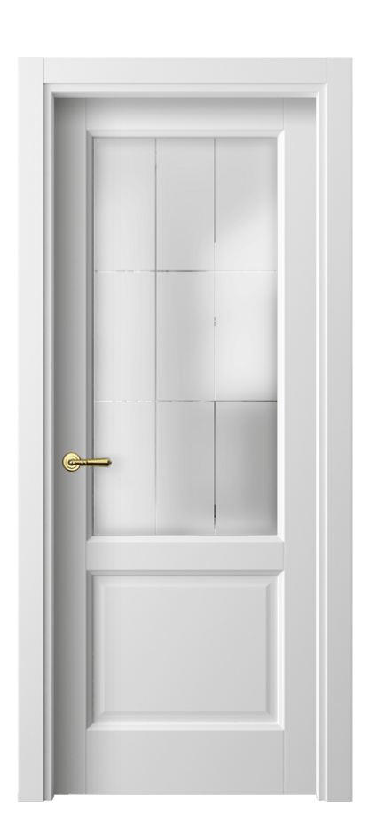 Межкомнатная дверь Galant 1422 Белый шёлк Сатинированное стекло с гравировкой "Лофт" Цена 37399 ₽ | Volhovec