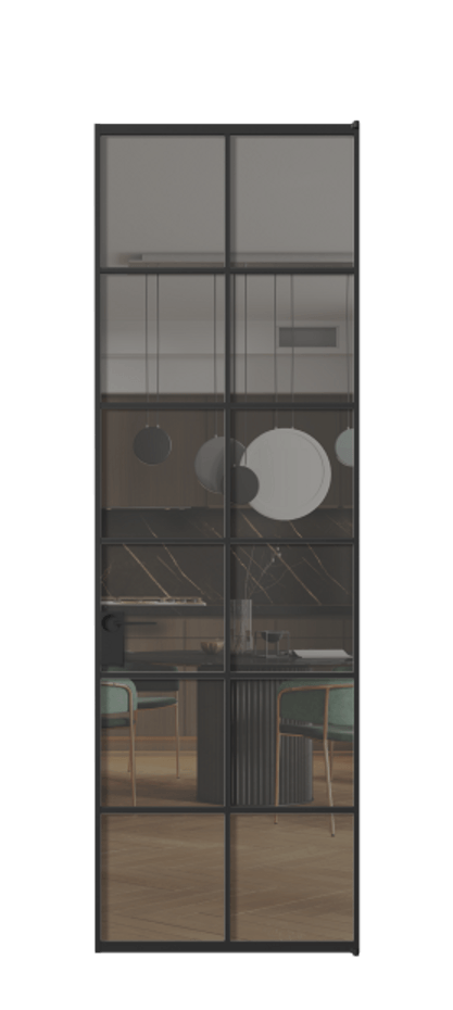 Алюминиевая дверь АЛПЛ040.05 Алюминий Черный Прозрачное серое стекло, триплекс Цена 124530  | Volhovec