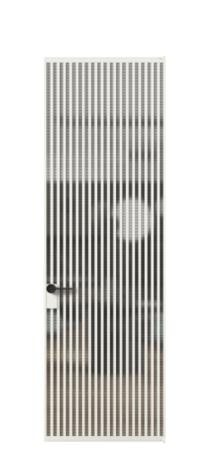 Алюминиевая дверь АЛПЛ040.06 Алюминий светло-серый Декоративное стекло с сеткой "Mesh silver", триплекс Цена 199890  | Volhovec