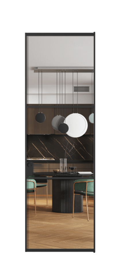 Алюминиевая дверь АЛПЛ040.03 Алюминий Черный Прозрачное стекло "Crystal Vision", калёное Цена 146970  | Volhovec