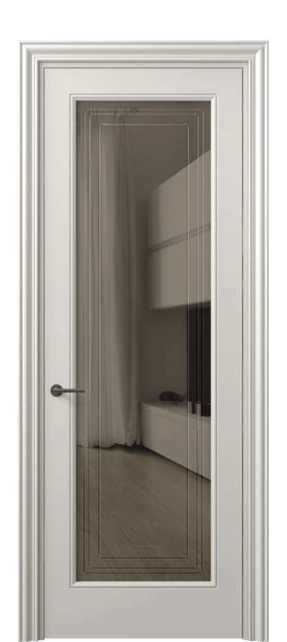 Межкомнатная дверь Mascot 8400 Матовый серый Прозрачное бронзовое стекло с гравировкой "Грани", триплекс Цена 82499 ₽ | Volhovec