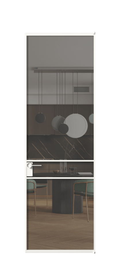 Алюминиевая дверь АЛПЛ040.02 Алюминий Белый Прозрачное серое стекло, триплекс, 6 мм Цена 130890  | Volhovec