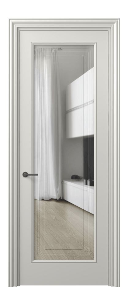 Межкомнатная дверь Mascot 8400 Матовый серый Прозрачное стекло с гравировкой "Грани", триплекс Цена 82499 ₽ | Volhovec