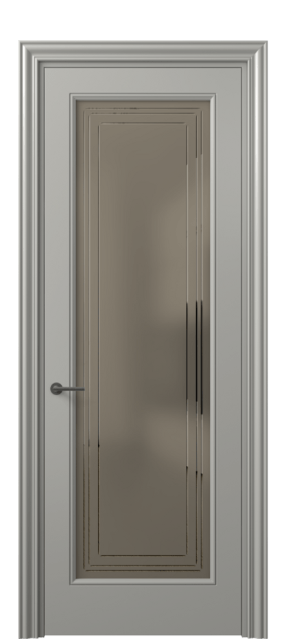 Межкомнатная дверь Mascot 8400 Матовый нейтральный серый Сатинированное бронзовое стекло с гравировкой "Грани", триплекс Цена 82499 ₽ | Volhovec