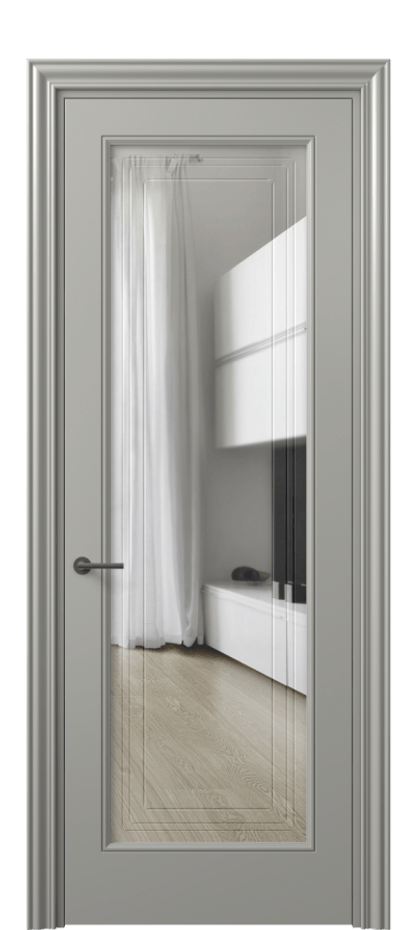 Межкомнатная дверь Mascot 8400 Матовый нейтральный серый Прозрачное стекло с гравировкой "Грани", триплекс Цена 82499 ₽ | Volhovec