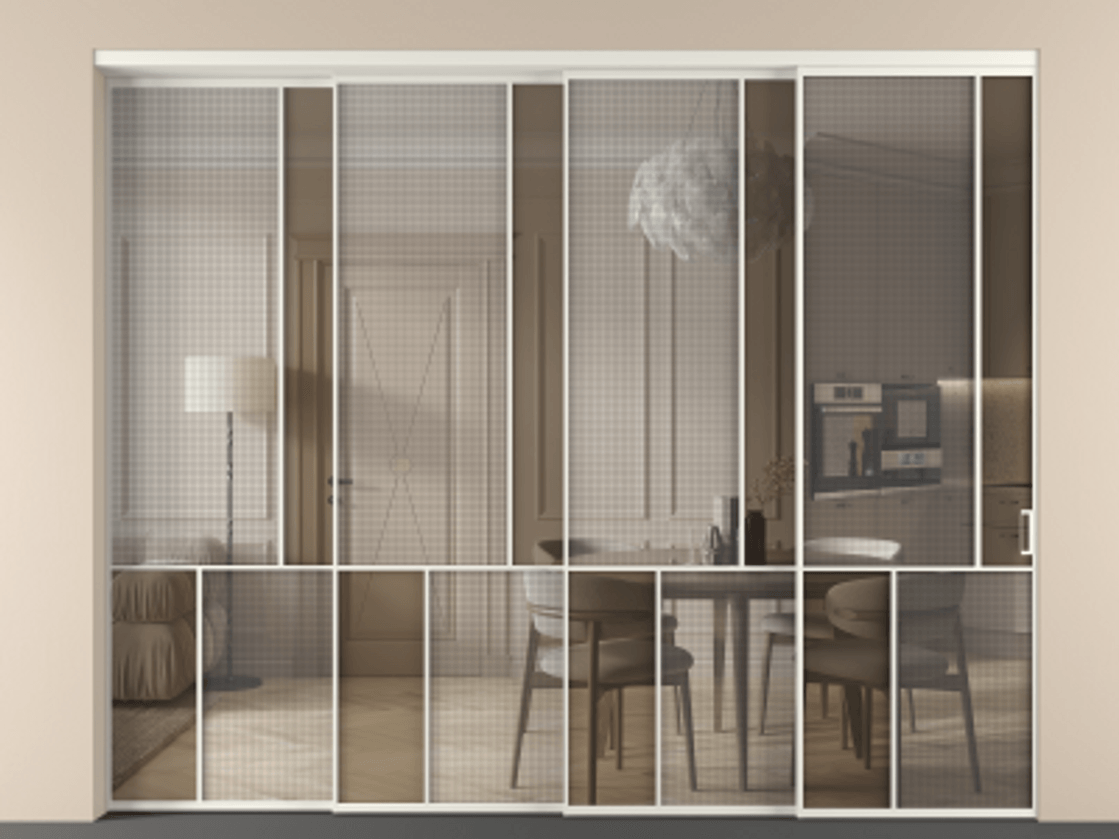 Перегородка Mosaic внутри проема телескопик синхро-4 #VENDORCODE# #FURNISH# #GLASS# Цена #PRICE# #CURRENCY# | Volhovec