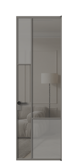 Межкомнатная дверь АЛПЛ041.13 АКЛС сатин матовое + Серый прозрачное. Цвет Алюминий классический серый. Материал Алюминий в эмали. Коллекция Mosaic. Фото. Дверь межкомнатная АЛПЛ041.13 АКЛС сатин матовое + Серый прозрачное. Цвет Алюминий классический серый. Материал Алюминий в эмали. Коллекция Mosaic. Картинка.