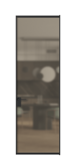 Дверь межкомнатная АЛПЛ040.01 Бронза сатин триплекс ЧЕР. Цвет Алюминий Черный. Материал Алюминий. Коллекция Formato. Картинка.