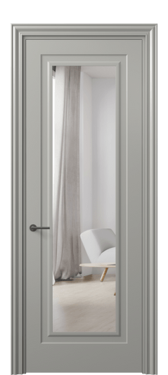 Дверь межкомнатная 8403 МНСР Зеркало с одной стороны. Цвет Матовый нейтральный серый. Материал Гладкая эмаль. Коллекция Mascot. Картинка.