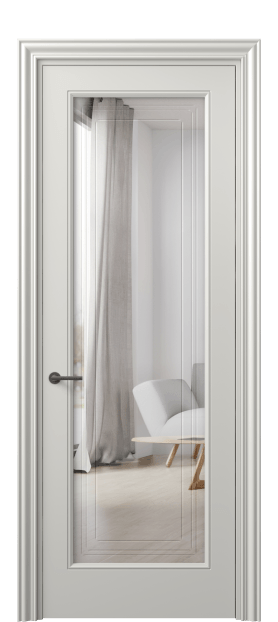 Дверь межкомнатная 8400 МСР Двустороннее зеркало с гравировкой Маскот. Цвет Матовый серый. Материал Гладкая эмаль. Коллекция Mascot. Картинка.