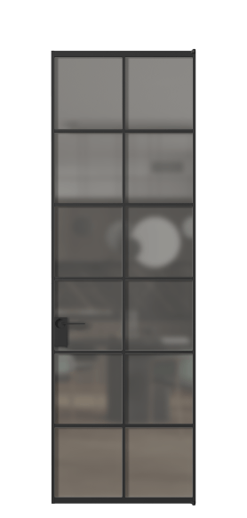 Дверь межкомнатная АЛПЛ040.05 Серый сатин триплекс ЧЕР. Цвет Алюминий Черный. Материал Алюминий. Коллекция Formato. Картинка.